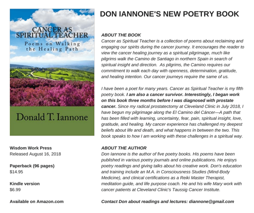 Cancer as Spiritual Teacher is a collection of poems about reclaiming and engaging our spirits during the cancer journey. It encourages the reader to view the cancer healing journey as a spiritual pilgrimage, much li.png